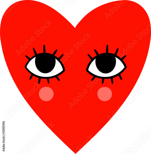 Cartoon red heart character with open eyes
