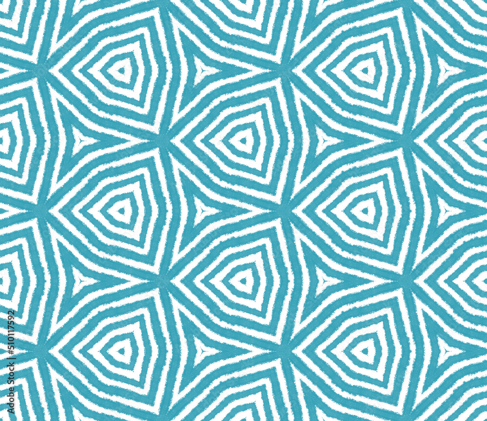Ethnic hand painted pattern. Turquoise