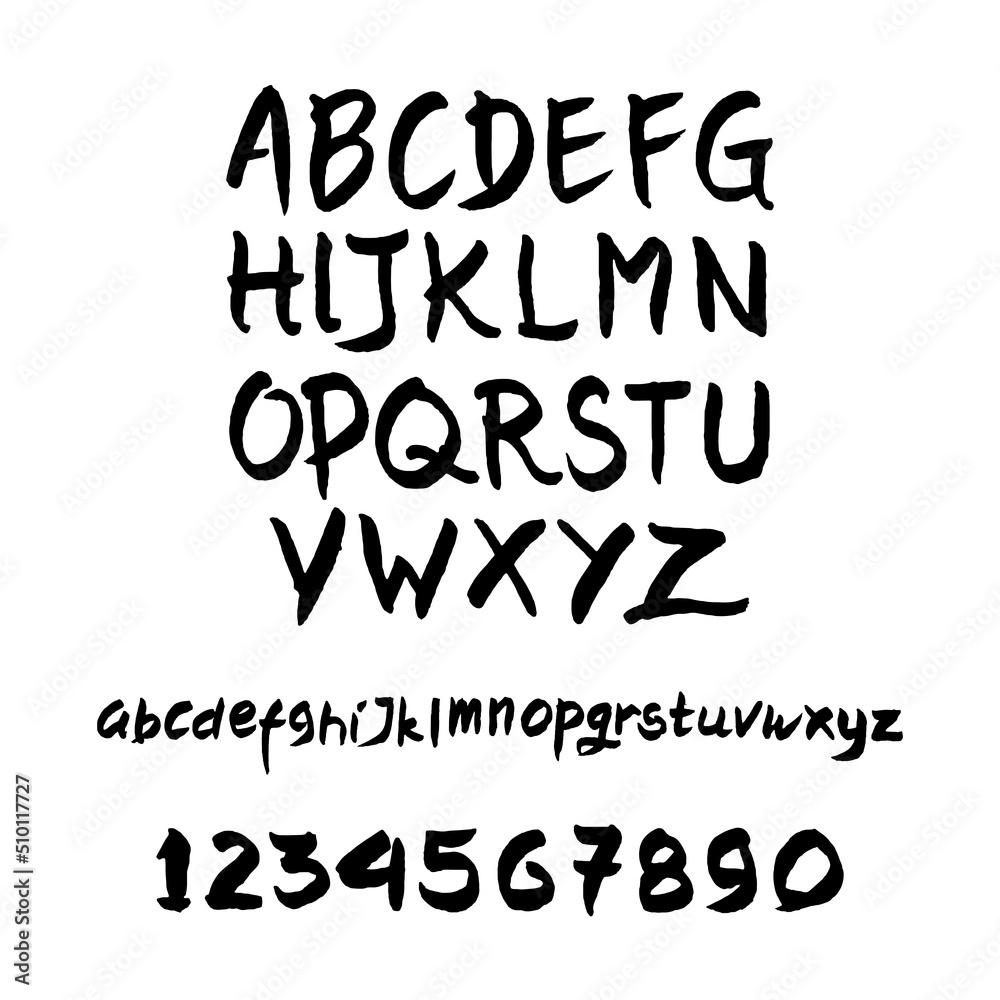 handwriting brush ink vector with all number