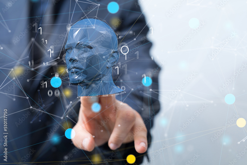 Human head and brain.Deep learning , Machine learning and artificial intelligence , AI Technology, Human head and brain.Deep learning , Machine learning and artificial intelligence , AI Technology,