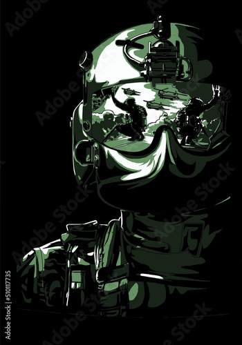 military pilot isolated on black background for poster, t-shirt print, business element, social media content, blog, sticker, vlog, and card. vector illustration.