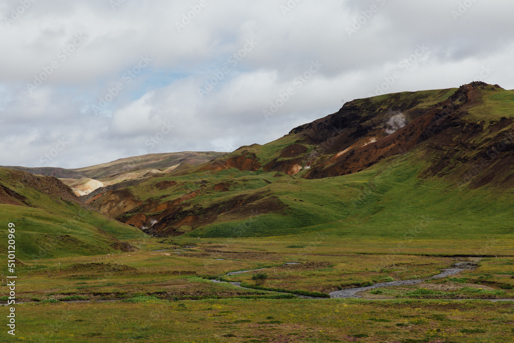 Green Icelandic countryside in the summertime Green Icelandic countryside in the summertime