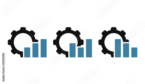 Productivity sign. Diagram bar with gear icon. Vector illustration