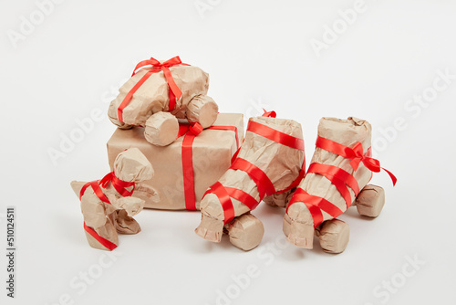 Gifts wrapped in craft paper