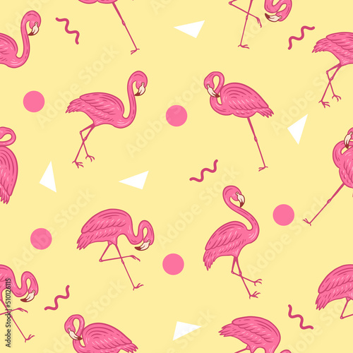 cute many stork animal seamless pattern light pink object wallpaper with design light pastel orange.