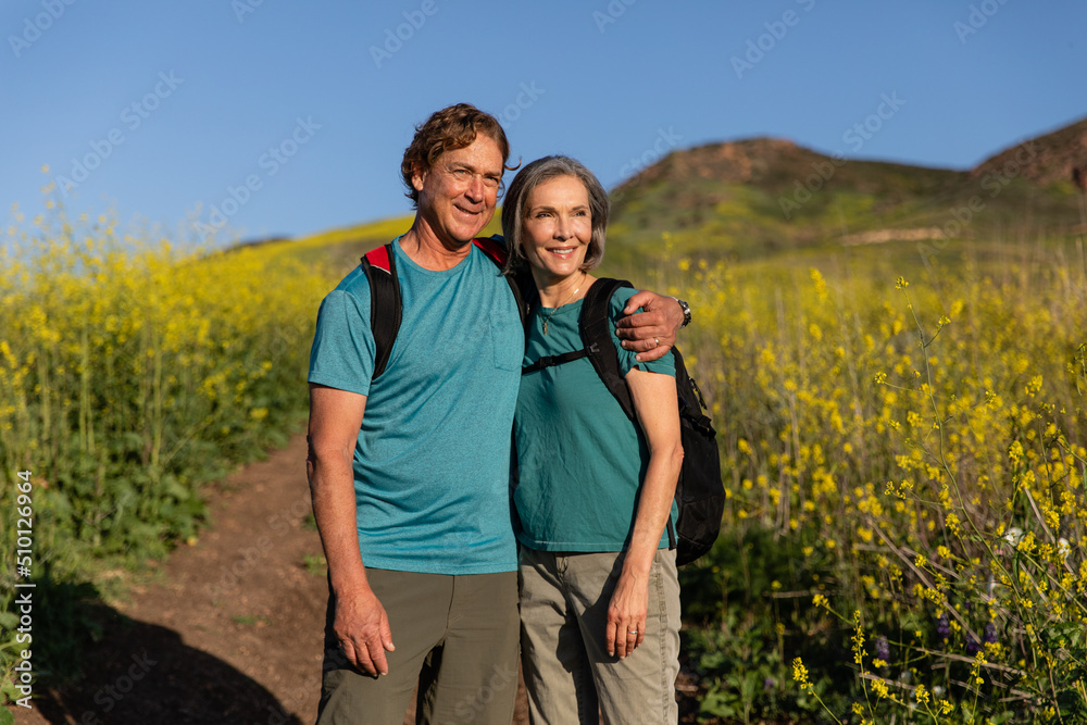Retired Couple Enjoy A Hiking View Together Retired Couple Enjoy A Hiking View Together