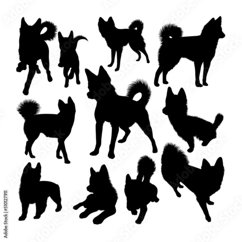 Alaskan klee kai silhouettes. Good use for symbol, logo, icon, mascot, sign, or any design you want.