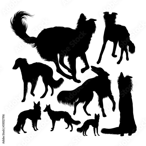 Silken windhound dog silhouettes. Good use for symbol, logo, icon, mascot, sign, or any design you want.