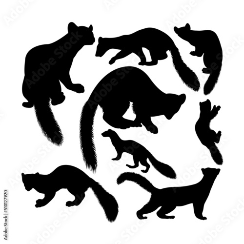 Pine marten animal silhouettes. Good use for symbol, logo, icon, mascot, sign, or any design you want. photo