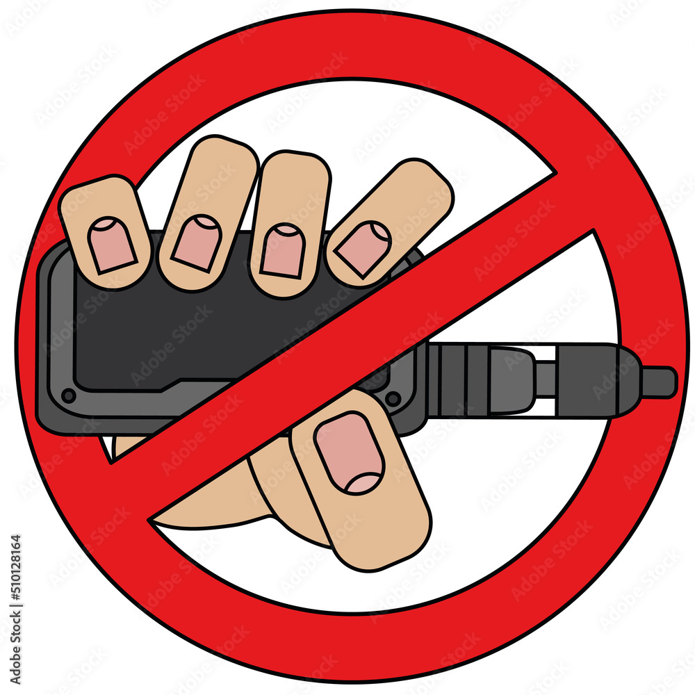 Hand holding Vape prohibition sign isolated on white background in ...