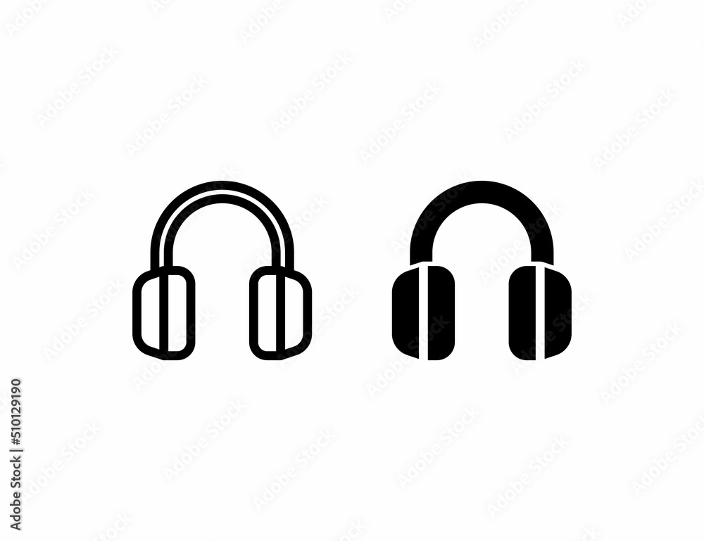 headphone icon. outline icon and solid icon headphone icon. outline icon and solid icon