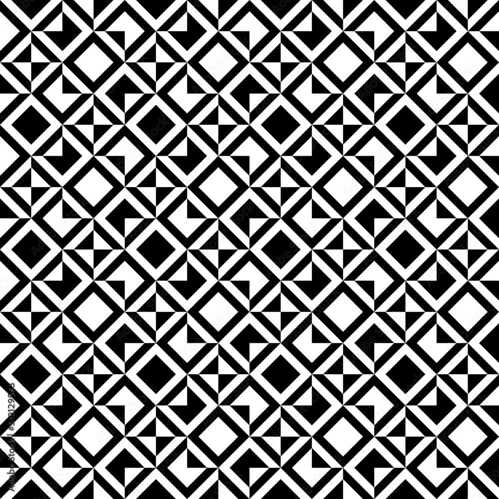 Design seamless monochrome checkered pattern. Abstract illusion background. Ethnic geometric pattern in black and white. Geometric Vector illustration