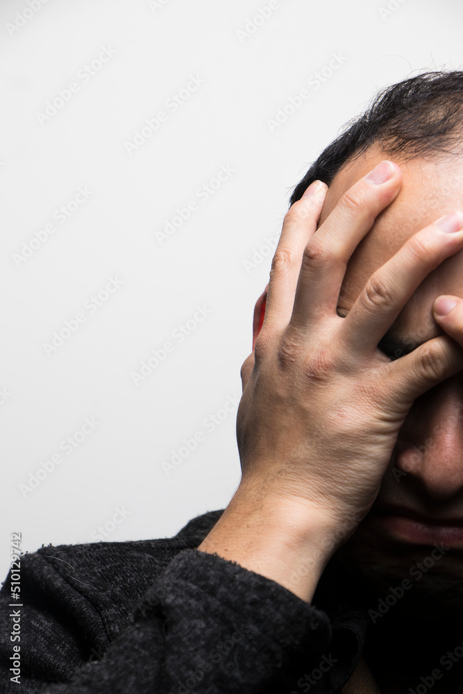 troubled man on a white background troubled man on a white background