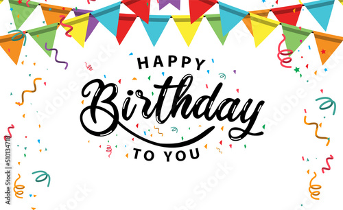 Happy birthday vector transparent background. colorful happy birthday border frame with confetti