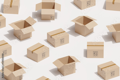Delivery and shipping concept - cardboard package boxes background photo