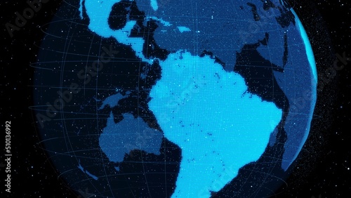 Foto 3D Digital orbital earth in cyberspace showing concept of network technology