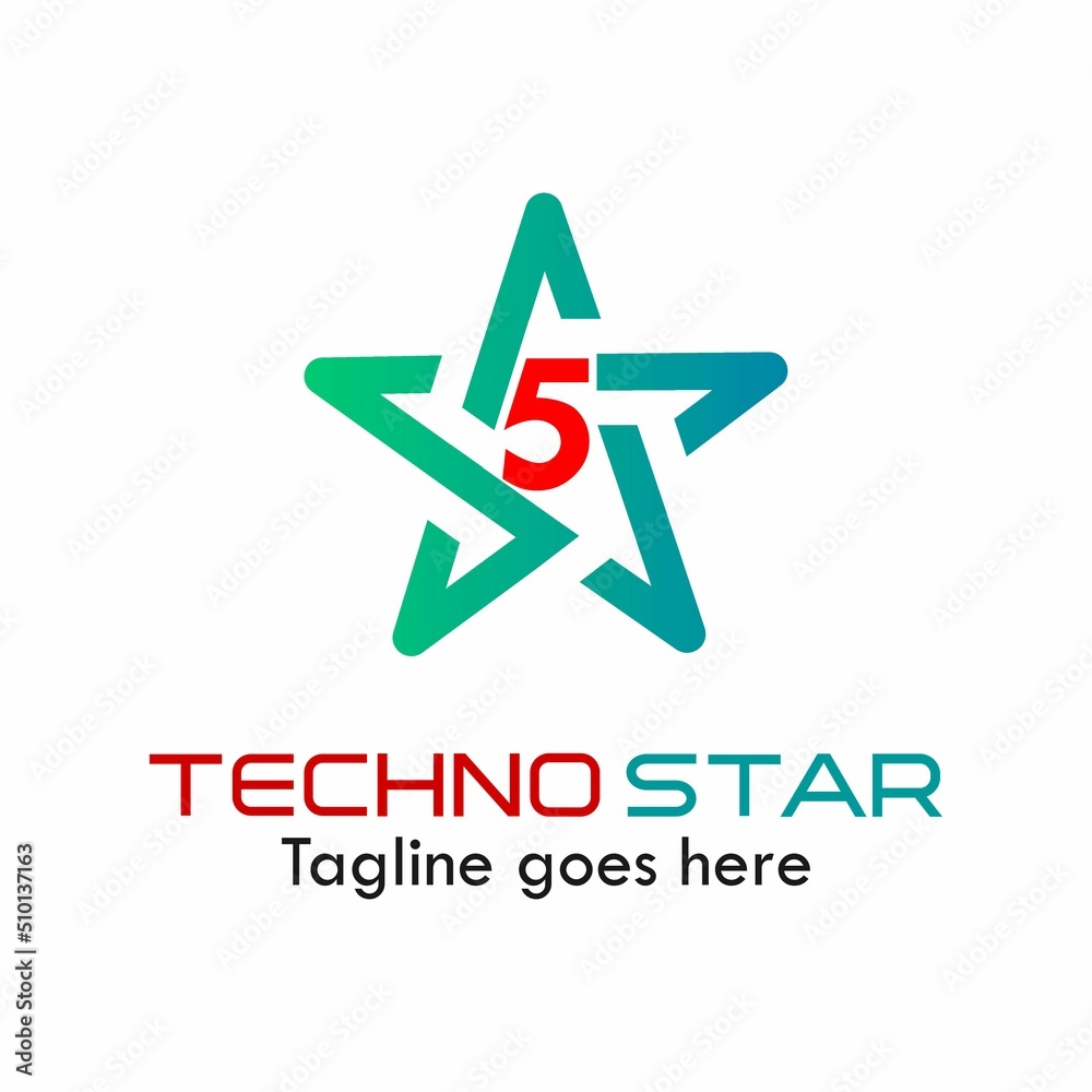 5 number star logo template illustration