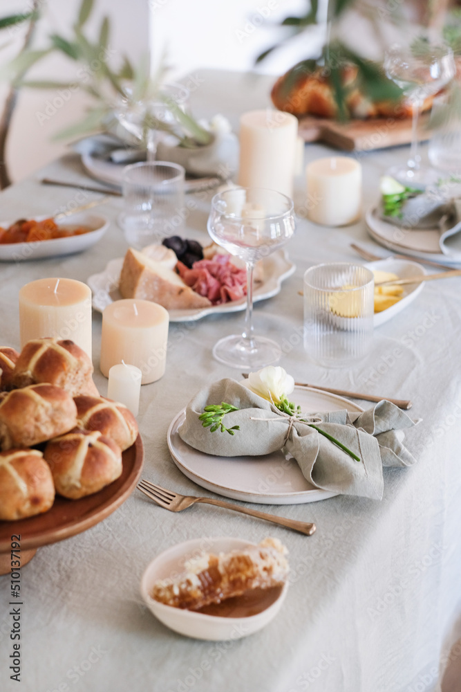 Spring festive table setting for Easter Spring festive table setting for Easter