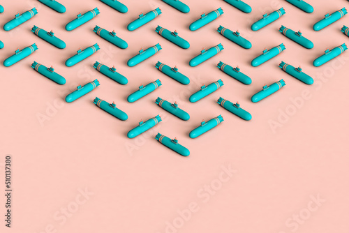 3d rendered submarines on pink background photo