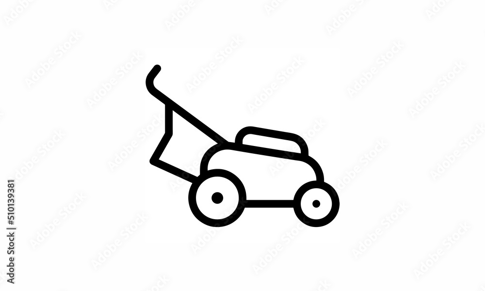 lawn mower icon vector simple outline style with white background