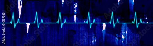 Wide Format Heartbeat Pulse Blip with Ink Textures