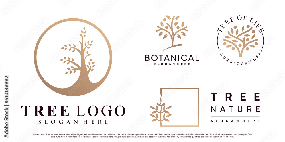 Fototapeta premium Set of nature tree logo design vector illustration with creative element Premium Vector