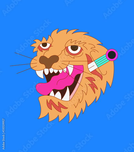 Tiger tattoo with a knife