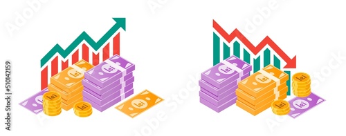 Romanian Leu Fluctuation with Money Bundle Illustrations