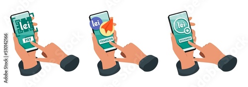 Mobile Banking with Romanian Leu Illustration