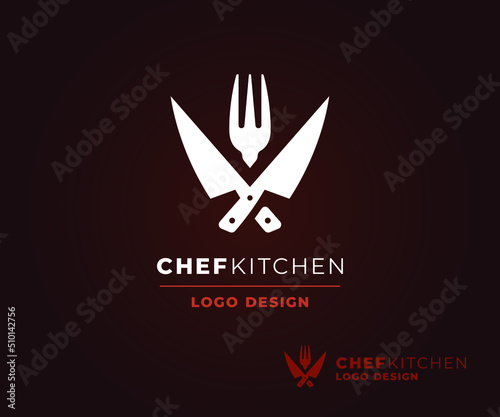 Chef kitchen vector icon. Cooking vector illustration logo design.