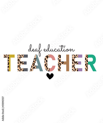 deaf Education Teacher svg PNG, deaf education teacher half leopard cheetah print png svg, back to school png, Sign Language teacher svg png 