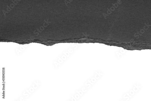 Black ripped paper torn edges strips isolated on white background