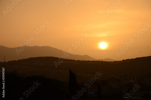 yellow sunset on mountain