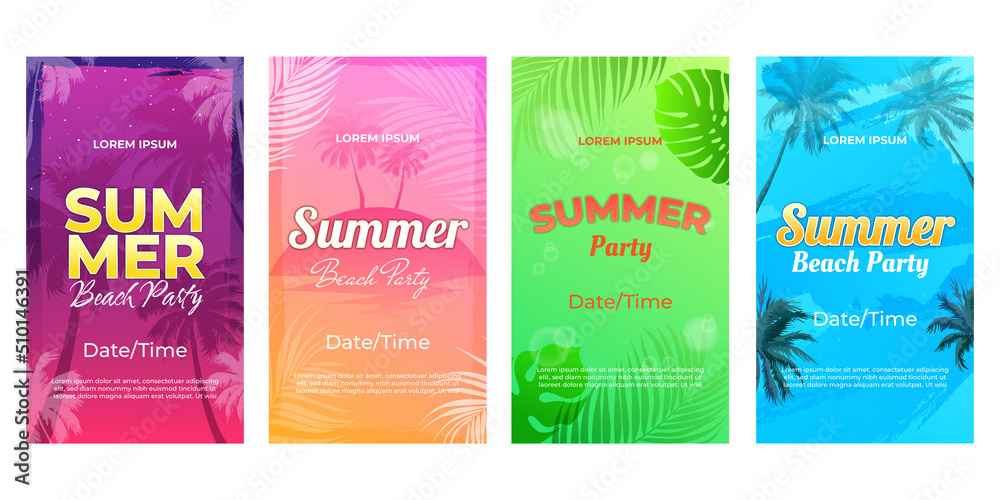 set of summer stories template designs
