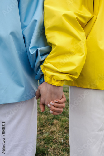 Two girls in support of peace. Dedicated to events in Ukraine