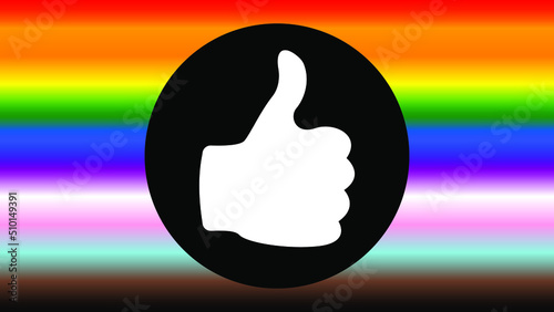 LGBTQ + Flag for the rights of pride and sexuality vector Illustration, Hand and thumb up like,screen size 4k