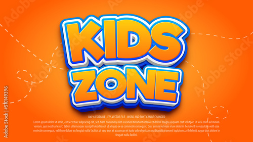 Kids zone 3d style editable text effect