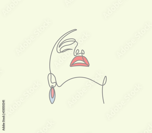 Line Drawing Female Face Looking Up Minimalist Simple Woman Fashion Feminine Linear Illustration