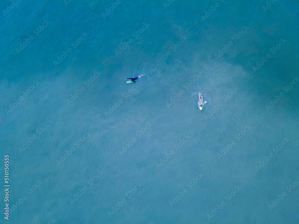 Beautiful aerial view of Surfers in Hermosa Beach - Jaco in Costa Rica