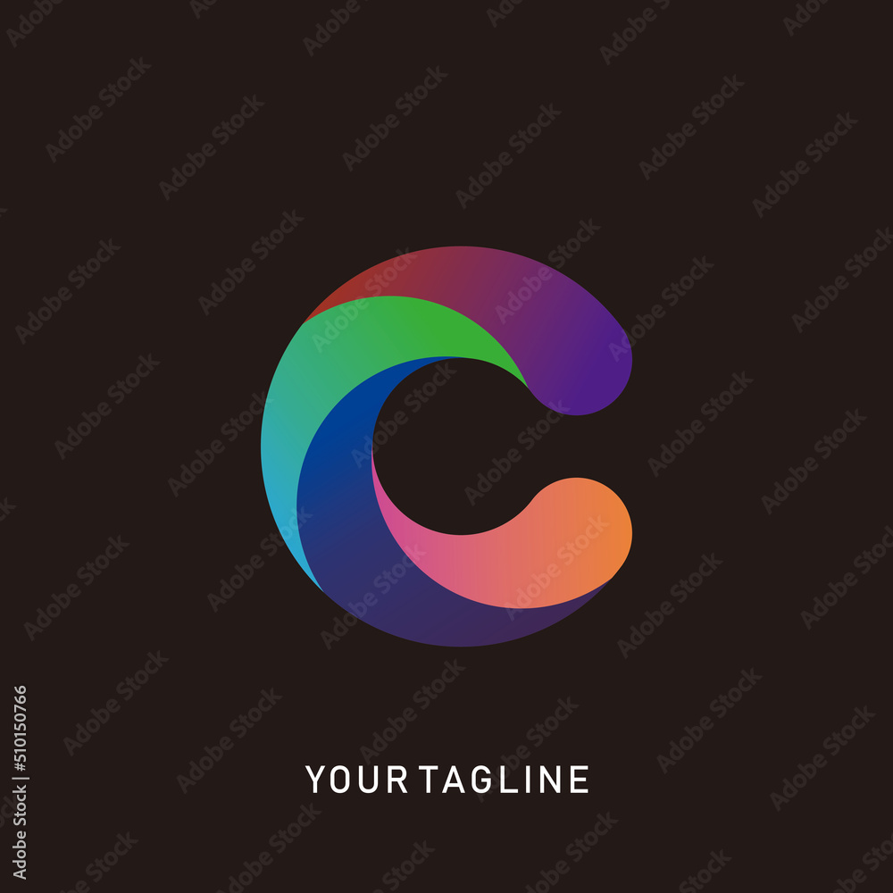 Letter C logo illustration with gradient color. Letter C logo illustration with gradient color.