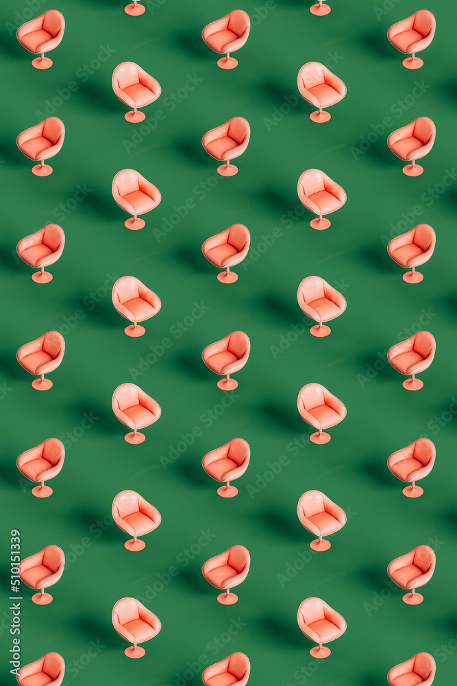 pattern of pink armchairs. 3d render pattern of pink armchairs. 3d render