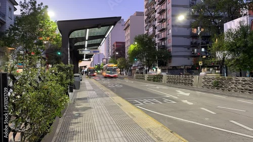 Bus Rapid Transit in Buenos Aires, Argentina. Timelapse. 4K Resolution. photo