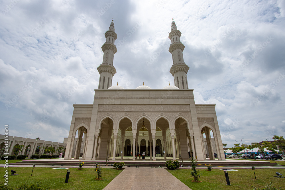 Beautiful islamic architecture of Masjid Sri Sendayan the new and the biggest mosque in Seremban.