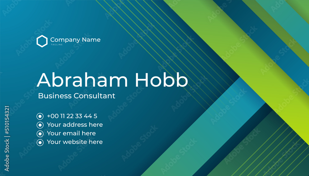 Modern blue and green business card and presentation background design ...