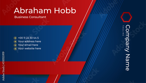 Modern blue and red business card and presentation background design template with text and logo space