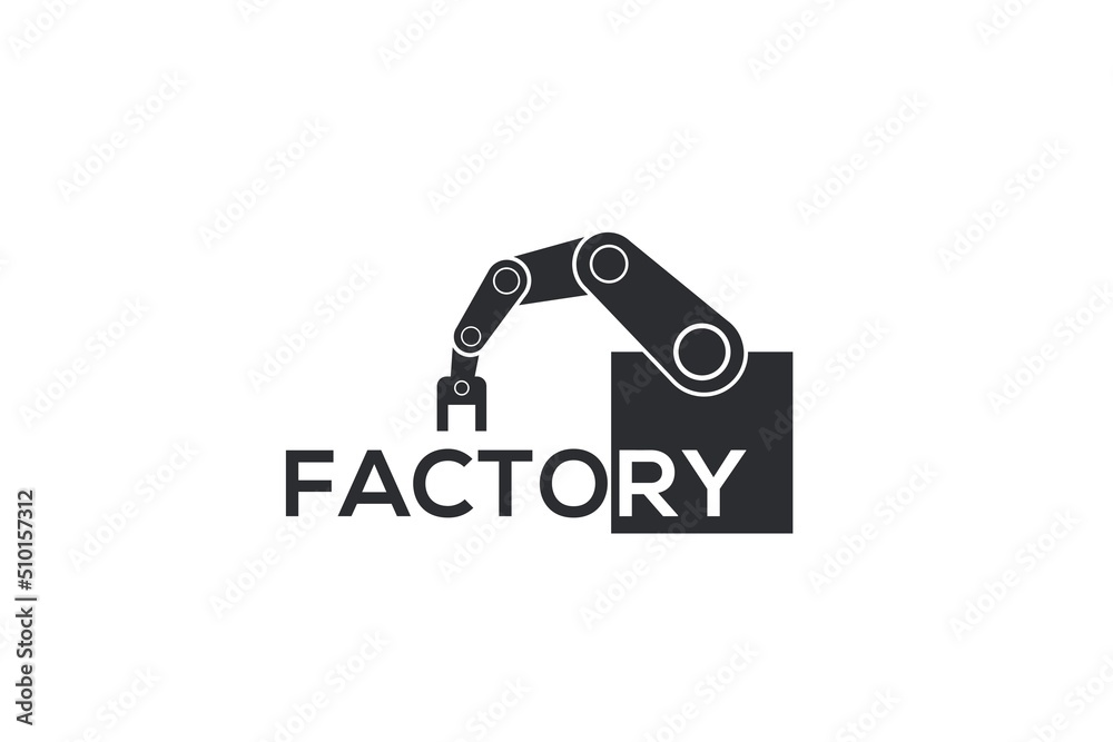 Factory robotic logo design modern technology manufacturing Factory robotic logo design modern technology manufacturing