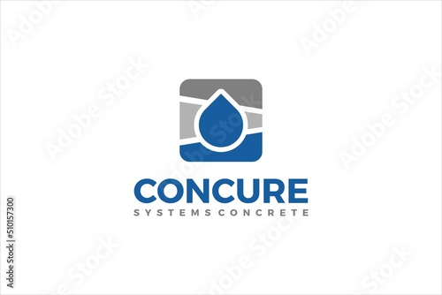 Concrete slump test system logo design water waterproof layer raindrop icon