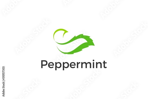 Peppermint leaf logo icon nature organic herb food