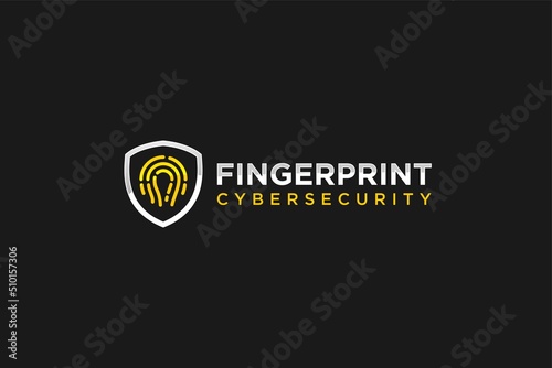Fingerprint security logo design password protection shield modern identification system icon