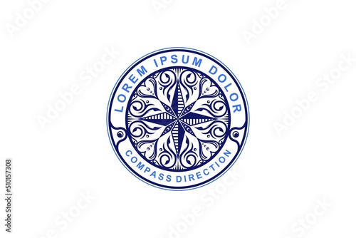 Mandala windrose logo simple minimalist luxury design beauty fashion wellness icon compass circle shape